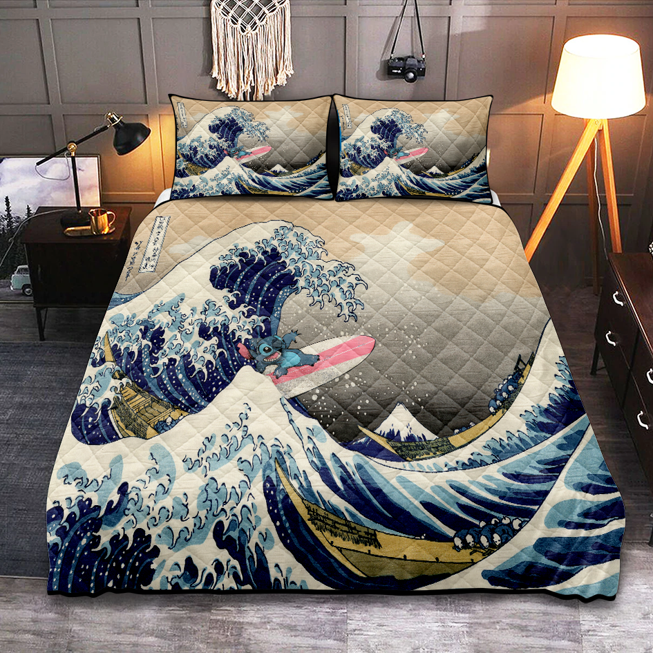 Great Wave Japan Quilt Bed Set – Decorative Bedding Set