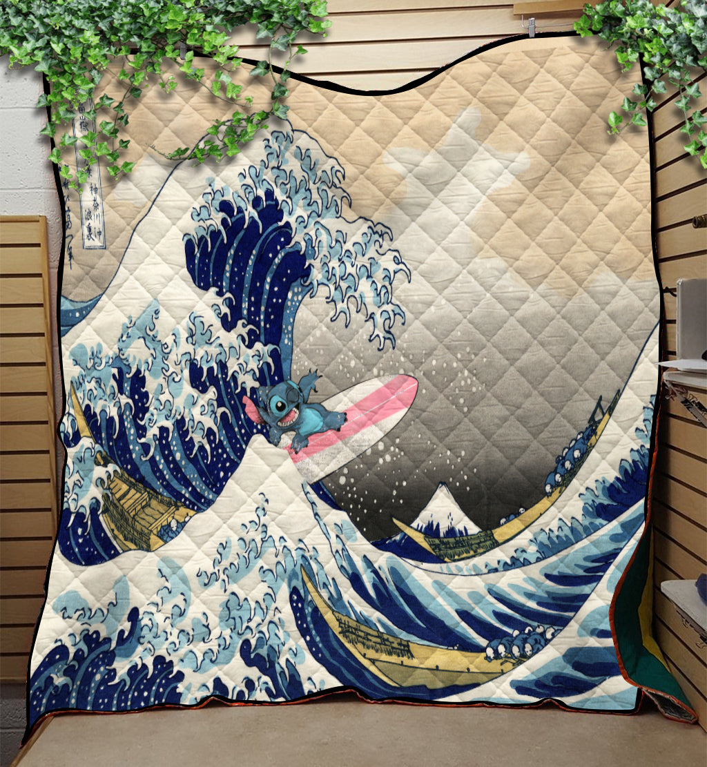 Great Wave Japan Quilt Blanket - Stitch Design Stitch