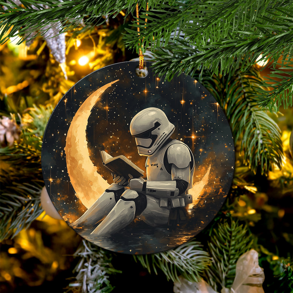 Stormtrooper Crescent Moon  Circle Ornament - Perfect Holiday Gift