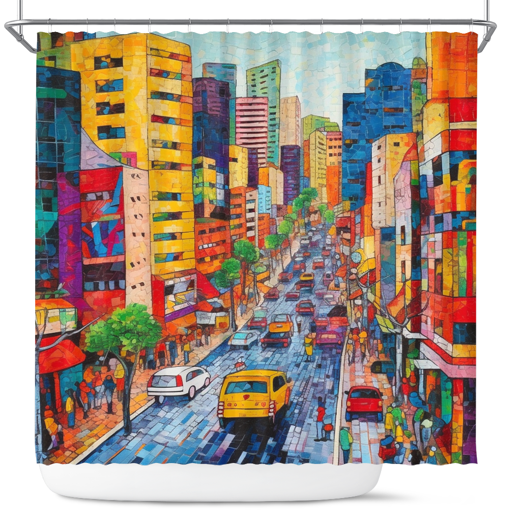 Colorful Cartoon Street Art Shower Curtain Street Colorfull