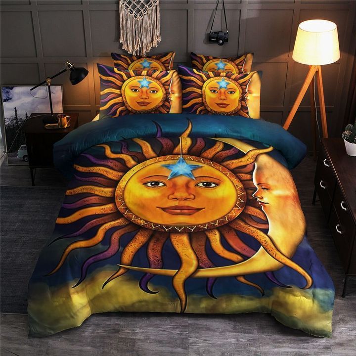 Sun and Moon Duvet Cover Set with 2 Pillowcases Bedding Set