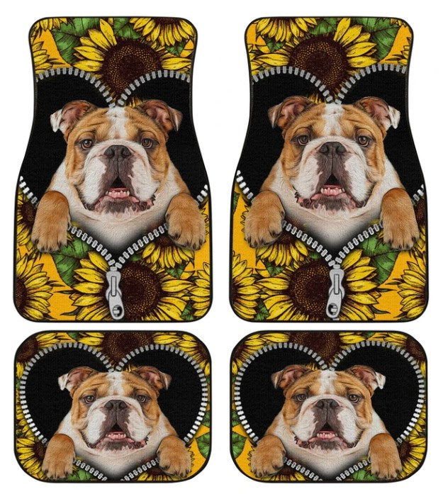 Sunflower Bulldog Car Decoration Floor Mats for Vehicles