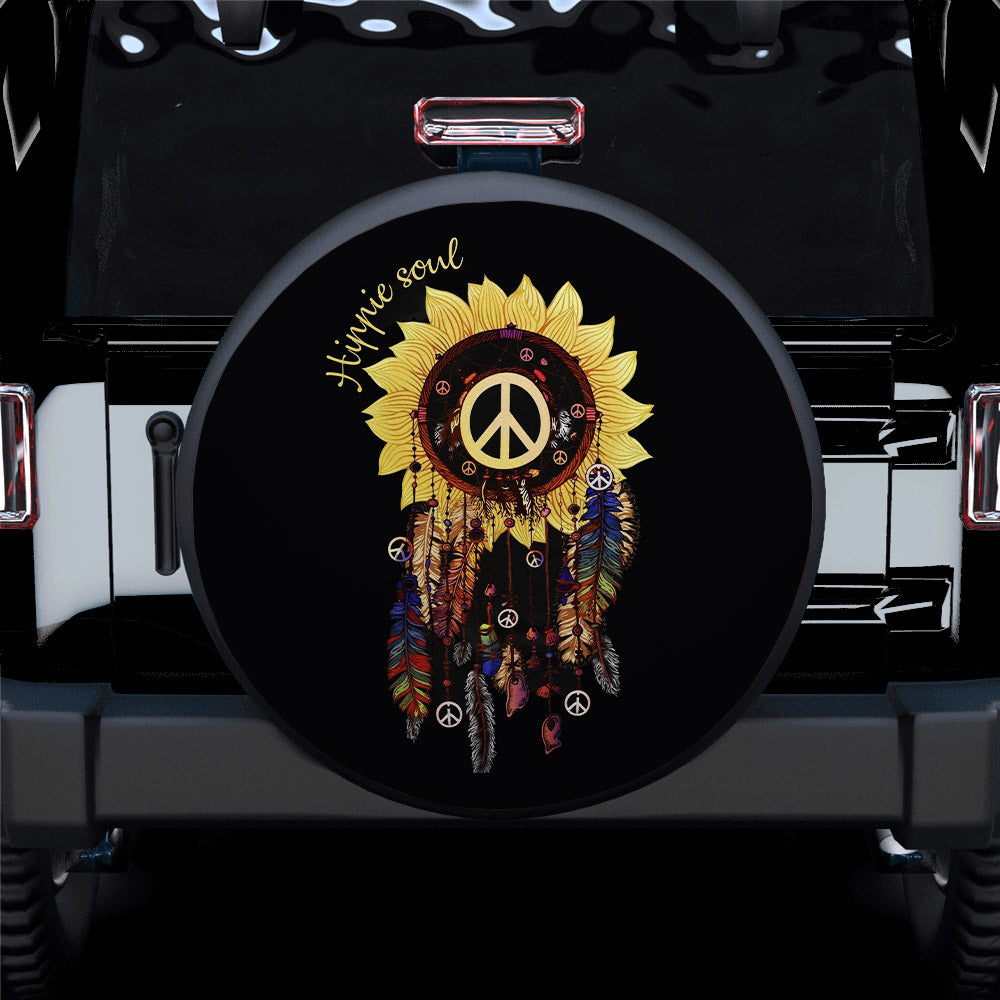 Sunflower Dream Catcher Jeep Car Spare Tire Cover for Campers