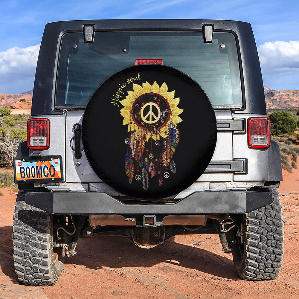 Sunflower Dream Catcher Jeep Car Spare Tire Cover for Campers