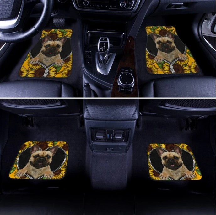 Sunflower Car Floor Mats for French Bulldog Owners - Car Accessories