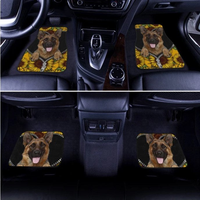 Sunflower German Shepherd Car Accessories - Floor Mats for Vehicles