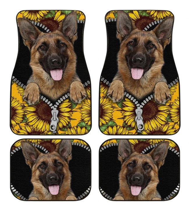 Sunflower German Shepherd Car Accessories - Floor Mats for Vehicles