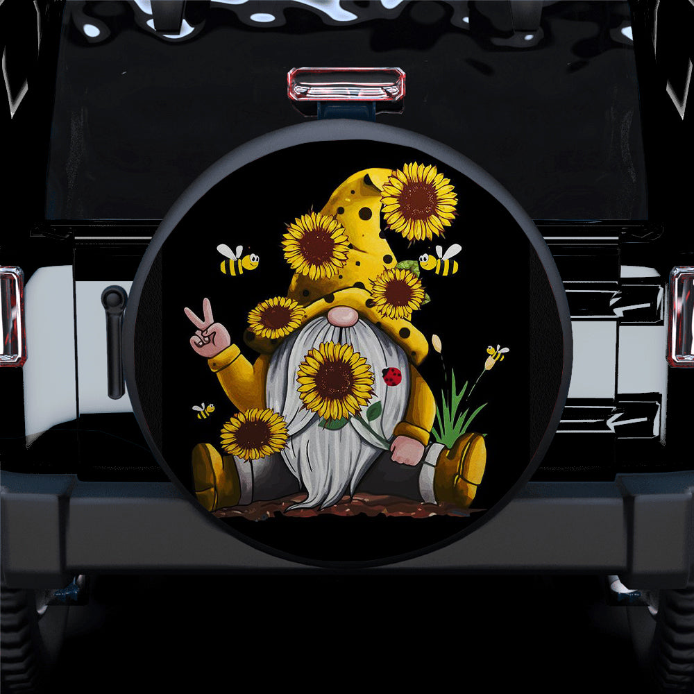 Sunflower Gnome Jeep Spare Tire Cover Gift for Camping Enthusiasts