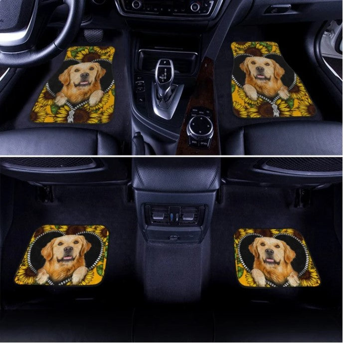 Golden Retriever Sunflower Car Floor Mats Perfect Gift Idea