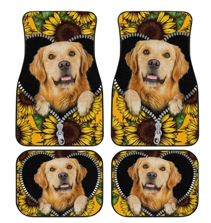 Golden Retriever Sunflower Car Floor Mats Perfect Gift Idea