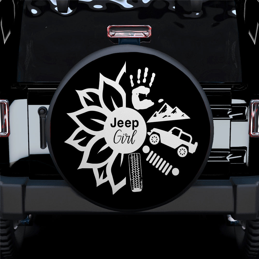 Sunflower Jeep Girl Spare Tire Covers for Campers and Adventurers