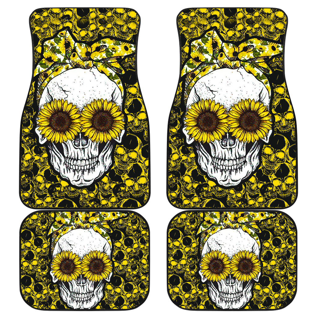 Sunflower Skull Car Floor Mats | Unique Auto Accessories