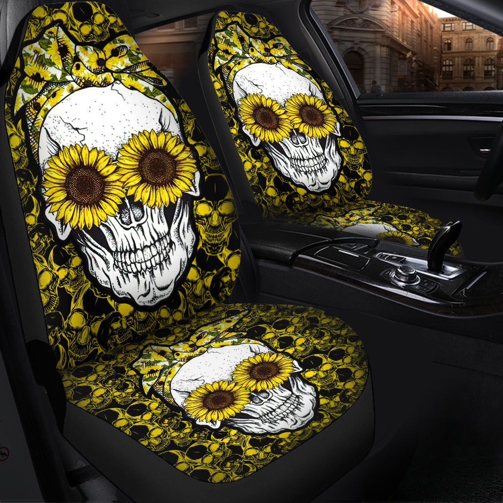 Sunflower Skull Car Seat Cover for Stylish Vehicle Decor