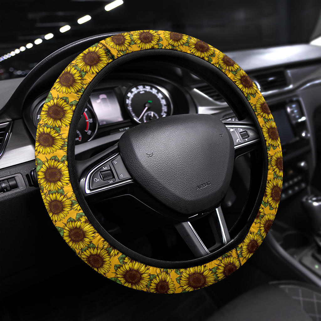 Sunflower Steering Wheel Cover for Car - Stylish Vehicle Accessory