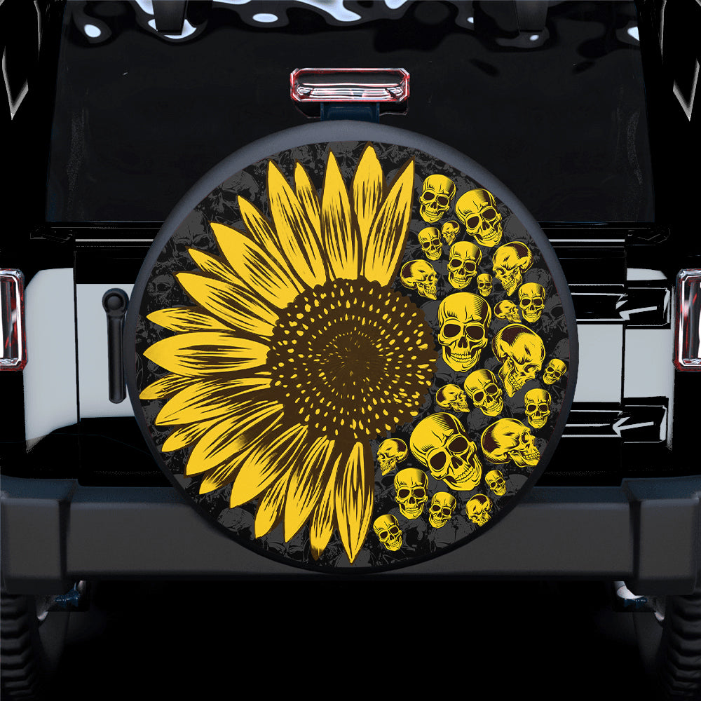 Sunflower Skull Spare Tire Cover for Jeep - Perfect Gift for Campers