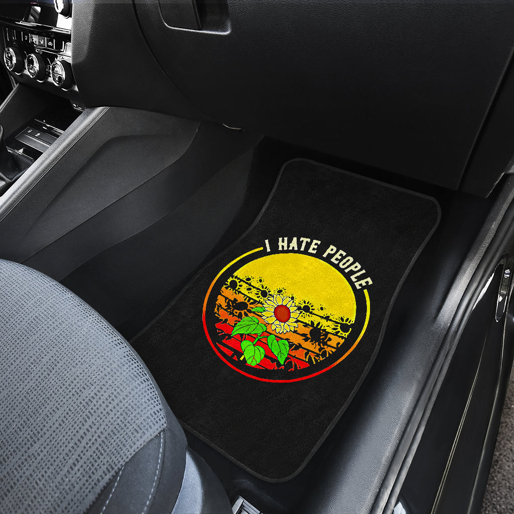 Sunflowers I Hate People Car Mats - Set of 4 Front and Back