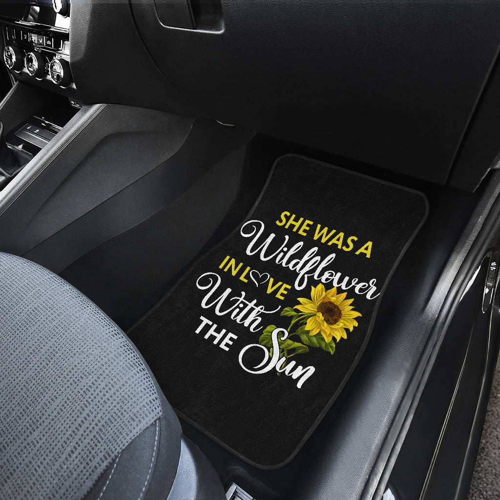 Wildflower Sunflowers Car Mats Set of 4, Front and Back