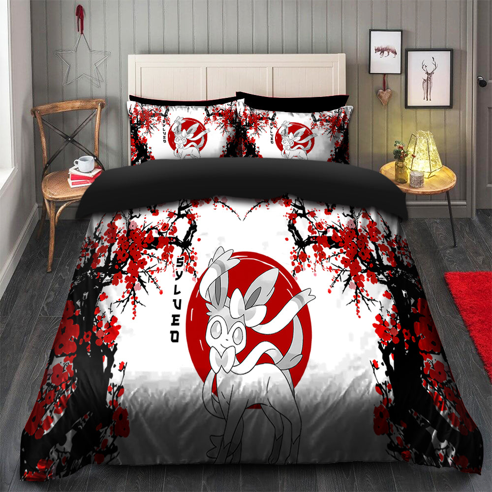 Sylveo Pokemon Bedding Set Duvet Cover with 2 Pillowcases, Japan Style