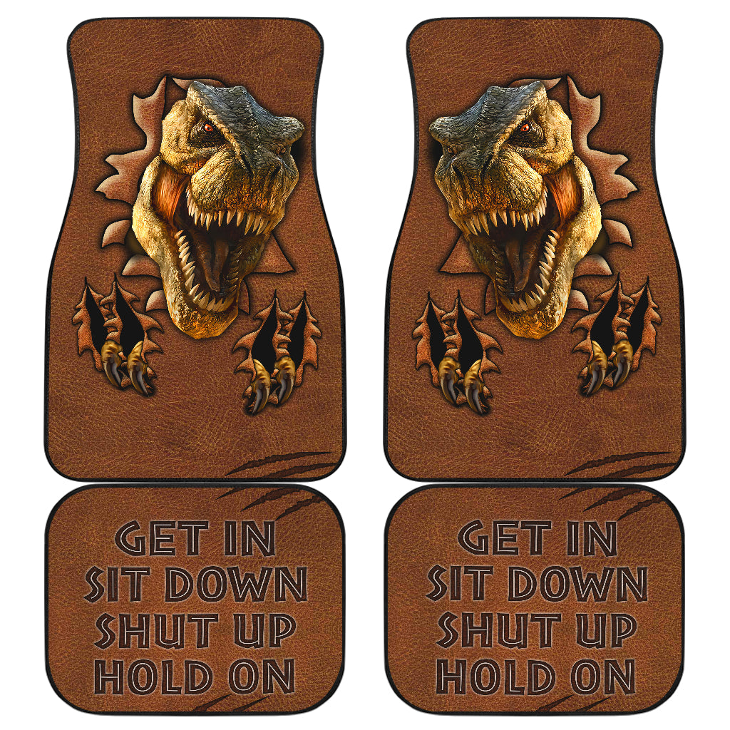 T-Rex Car Floor Mats - Get in, Hold On, Dinosaur Design