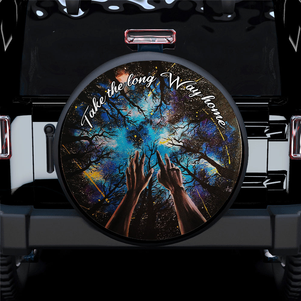 Jeep Spare Tire Cover Gift for Campers - Take the Long Way Home