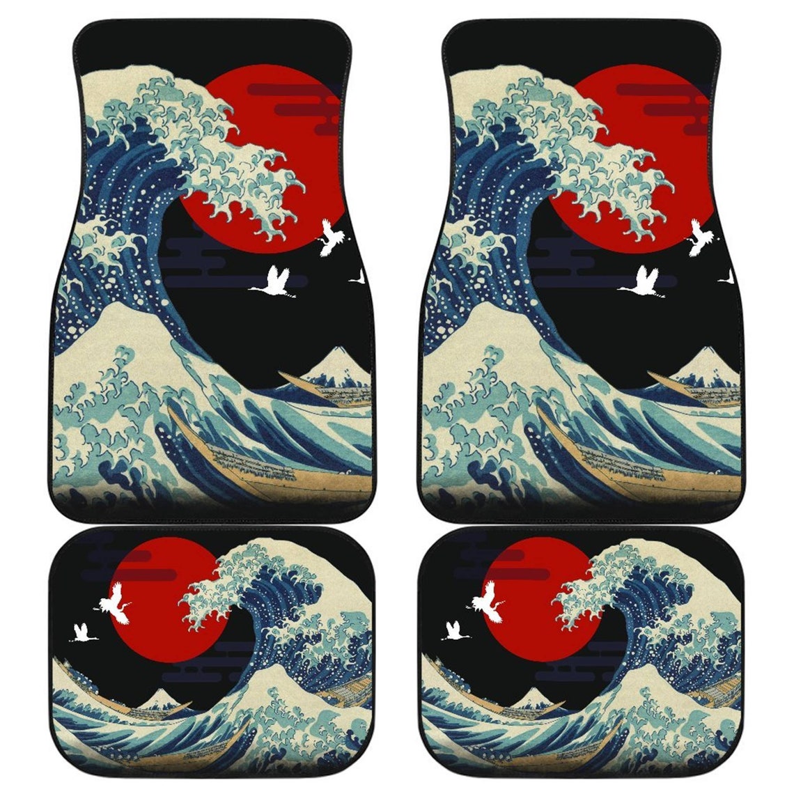 Great Wave Off Kanagawa Car Floor Mats - Vehicle Accessories
