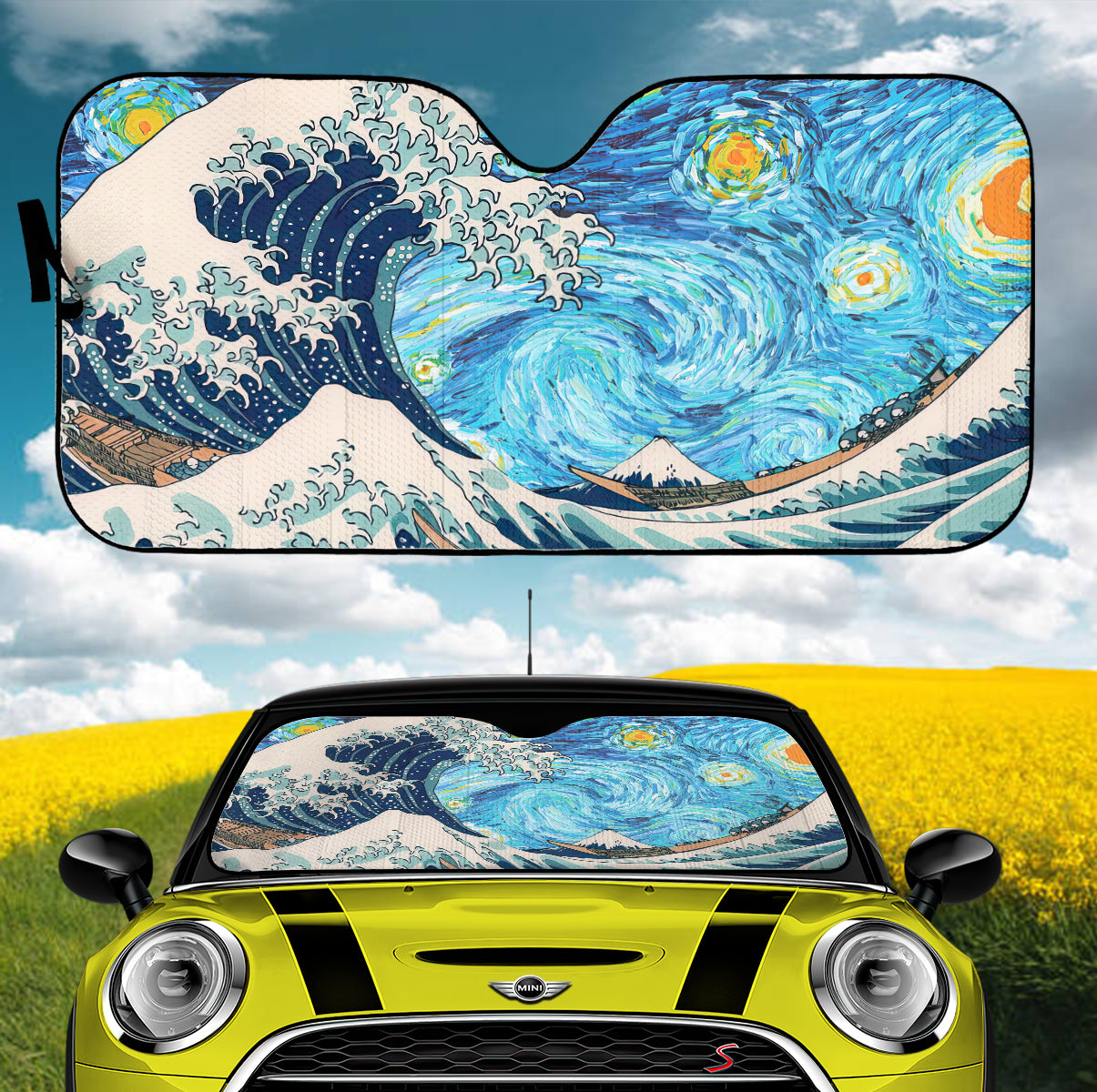 Van Gogh Starry Night Great Wave Car Auto Sunshades