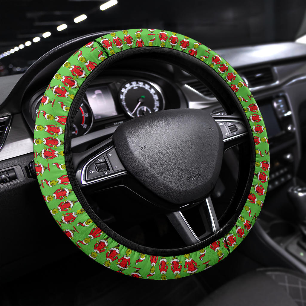 Grinch Car Steering Wheel Cover - Festive Decorations