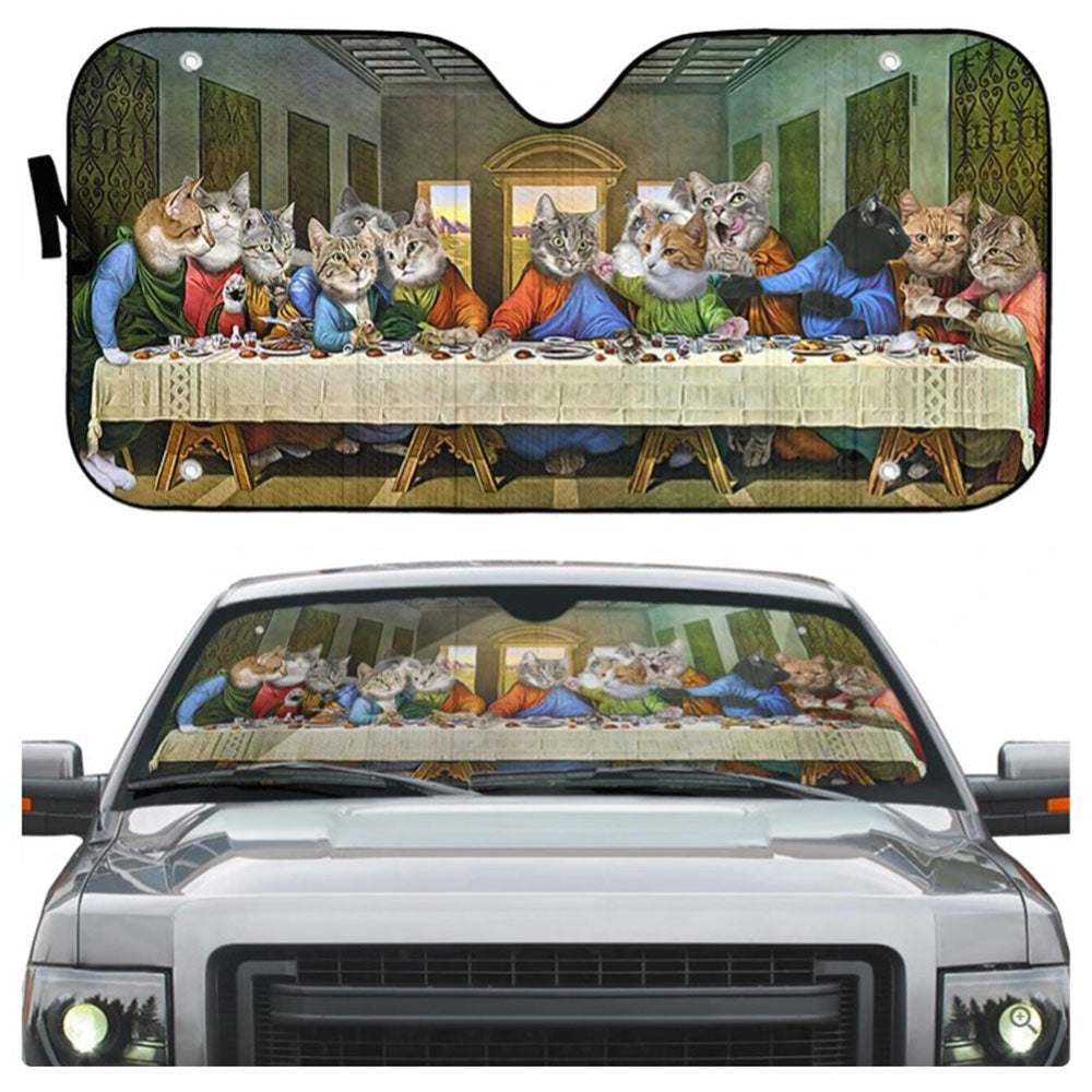 Custom Cat Last Supper Auto Sun Shades for Windshield Accessories