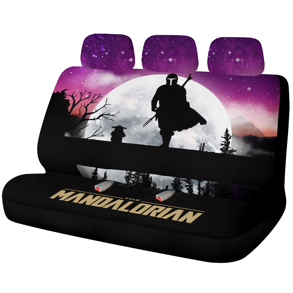 Mandalorian Baby Yoda Moon Car Back Seat Covers Decor Protectors
