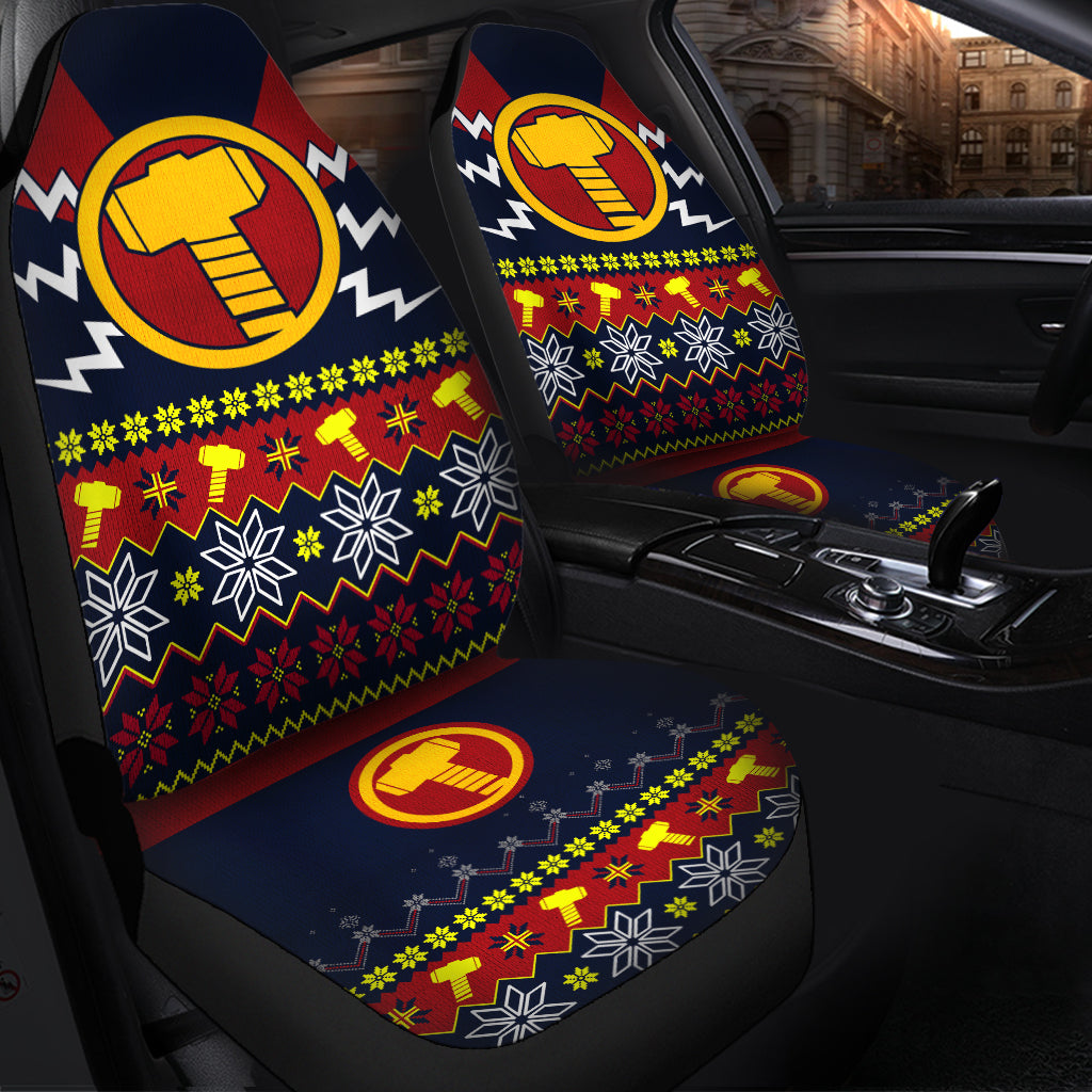 Thor Mjolnir Hammer Christmas Car Seat Covers Premium Decor Protectors