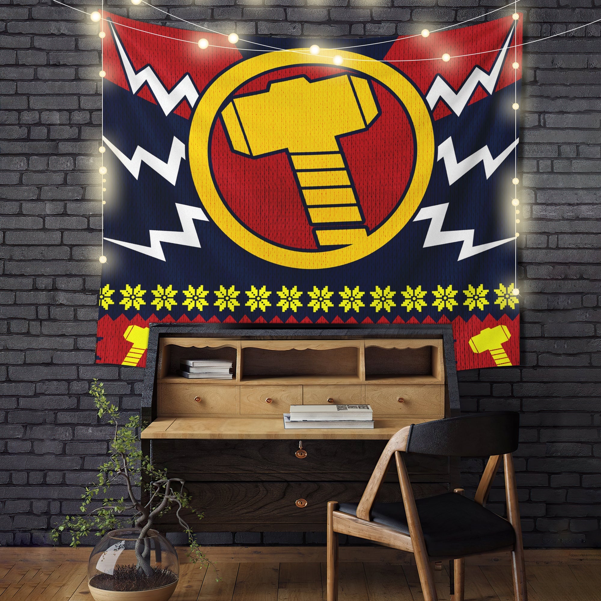 Thor Mjolnir Hammer Christmas Tapestry Wall Decor for Home