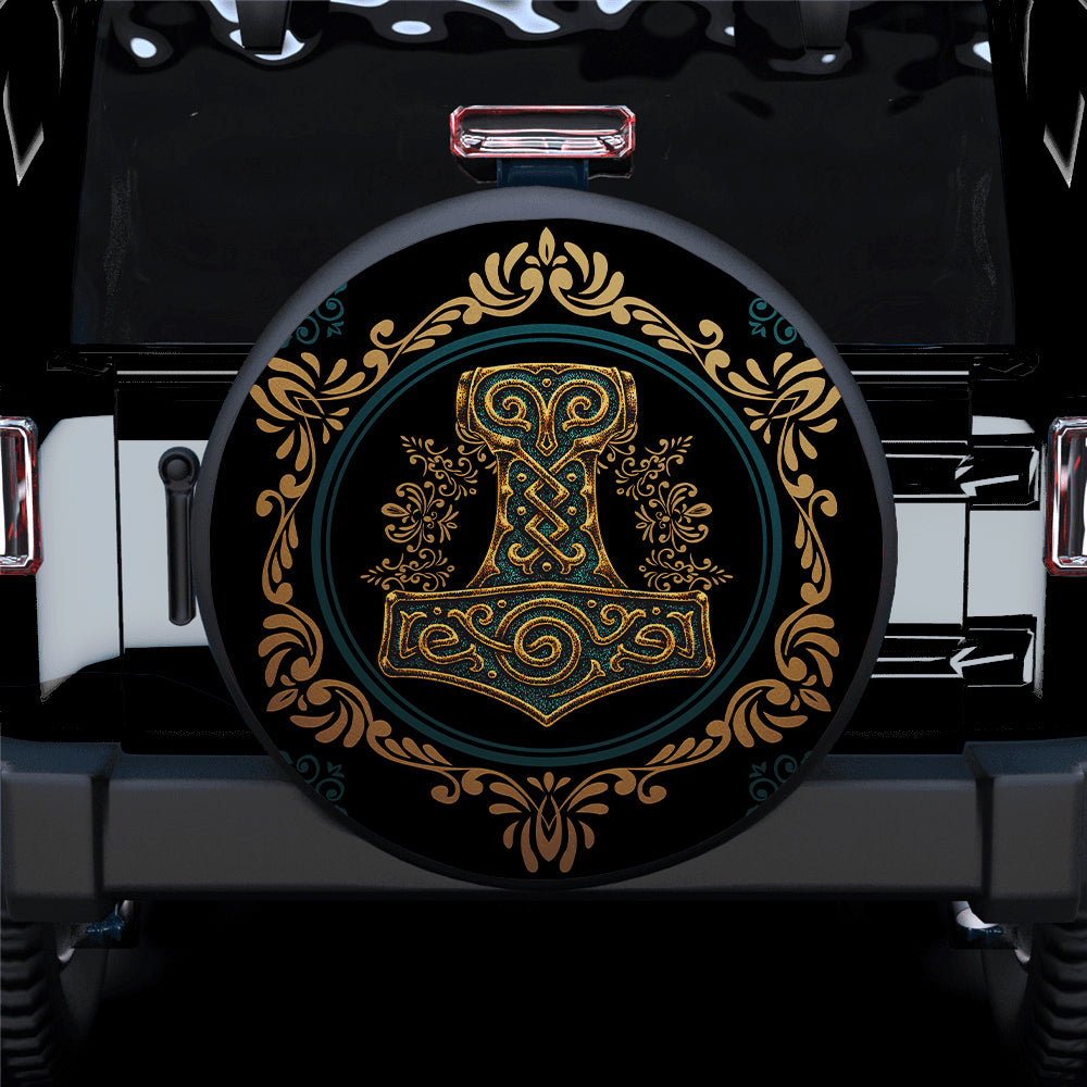 Thor Mjolnir Viking Hammer Spare Tire Covers for Jeep Campers Gift