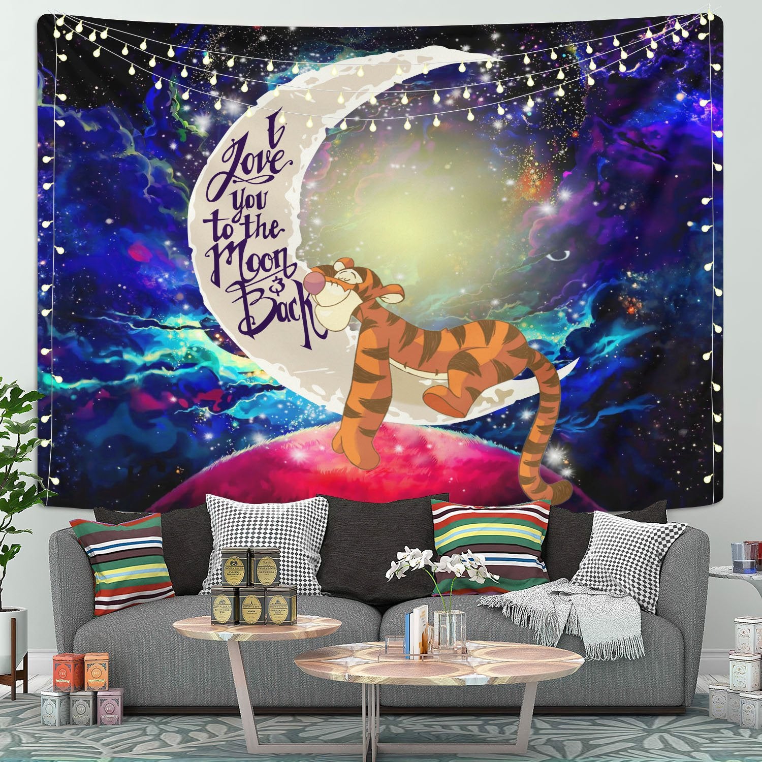 Tiger Moon Tapestry for Room Decor, Bohemian Wall Hanging