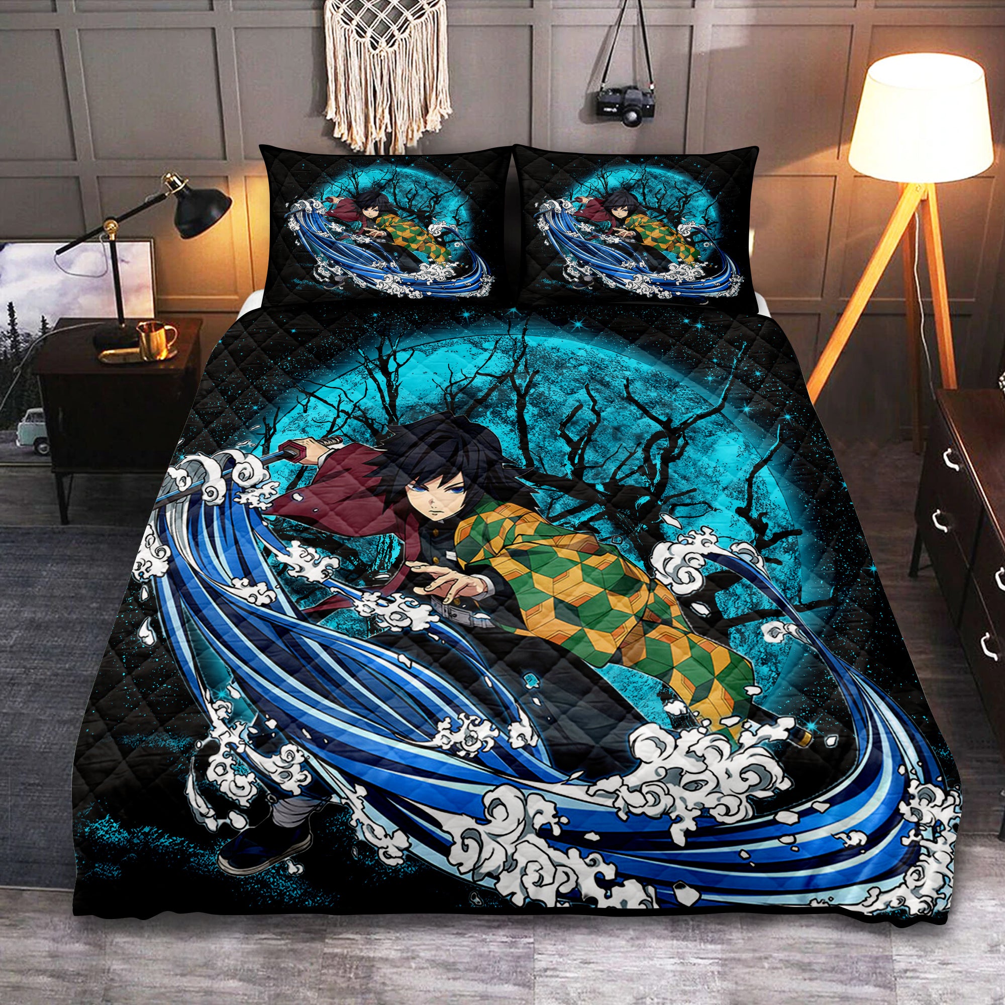 Demon Slayer Tomioka Giyuu Moonlight Quilt Bed Set