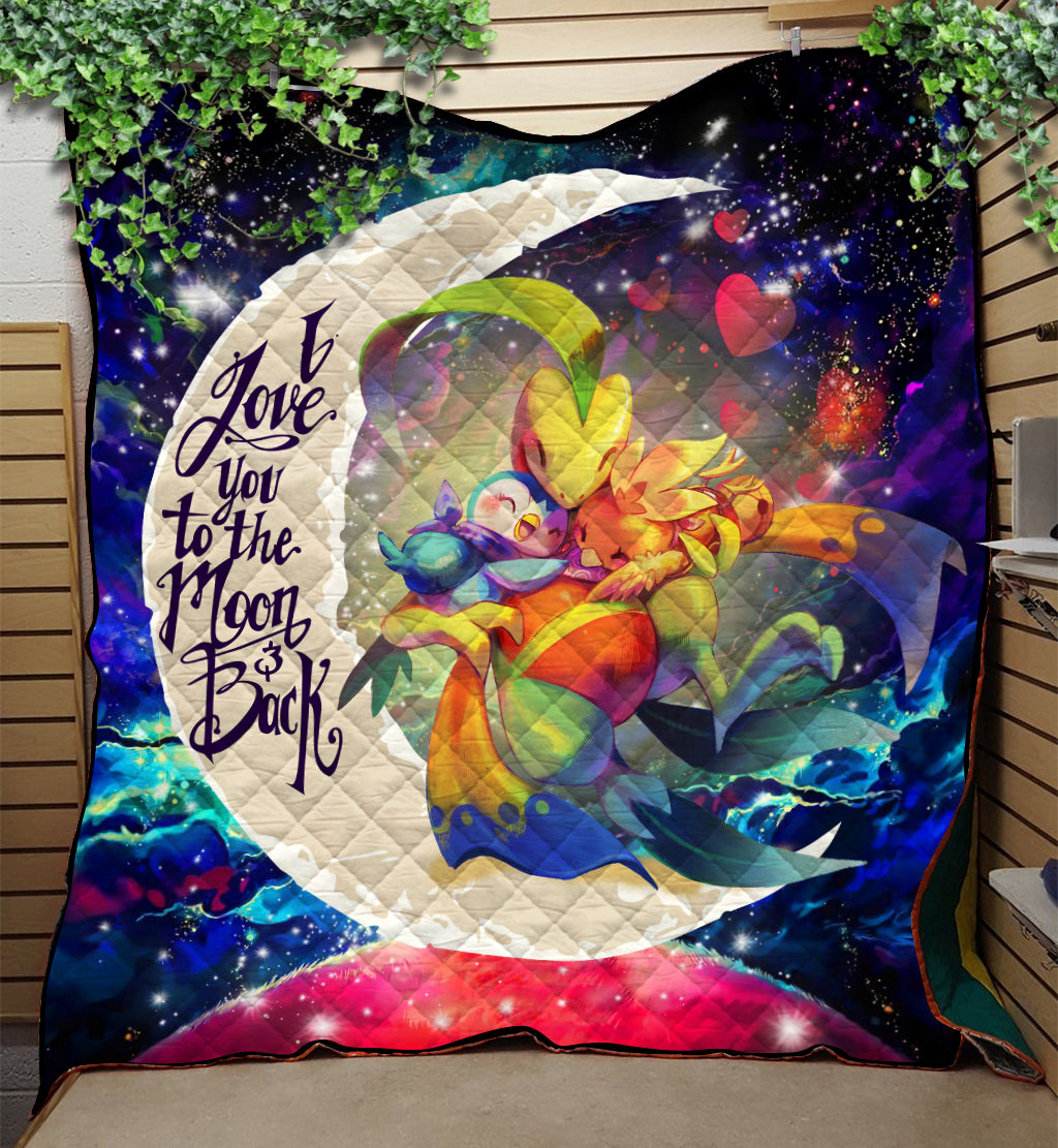 Pokemon Torchic Grovyle Piplup Love You To The Moon Quilt Blanket
