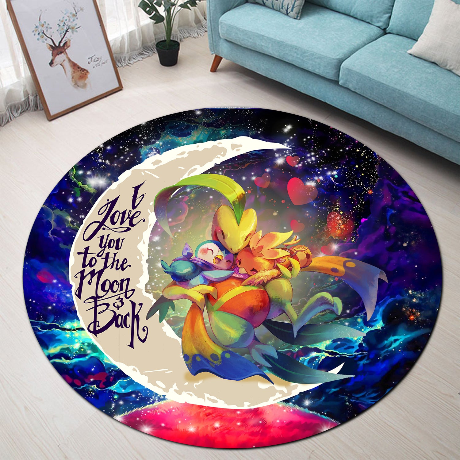 Pokemon Torchic Grovyle Piplup Galaxy Round Carpet Rug Home Decor