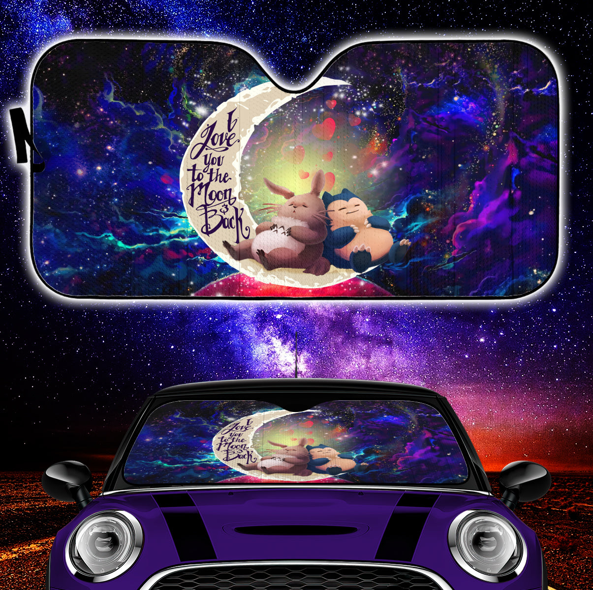 Totoro Ghibli Snorlax Pokemon Galaxy Car Auto Sunshades, Love You