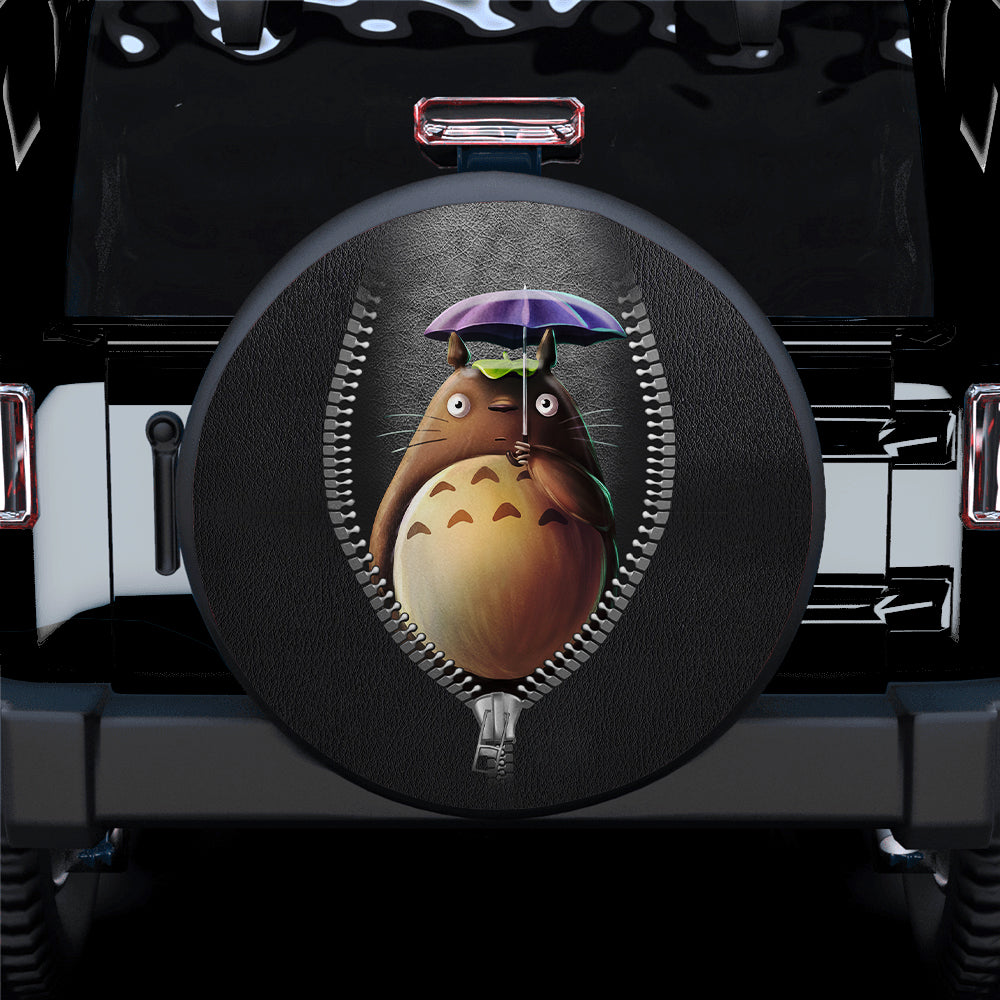 Waterproof Totoro Ghibli Zipper Car Spare Tire Covers for SUV RV Camper Accessories - Gift for Campers