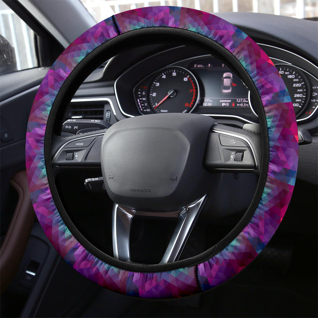 Premium Car Steering Wheel Cover - Triangle Background Color Design
