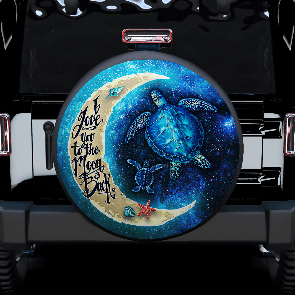 Turtle Sea Love To The Moon Jeep Car Tire Cover for Campers Gift