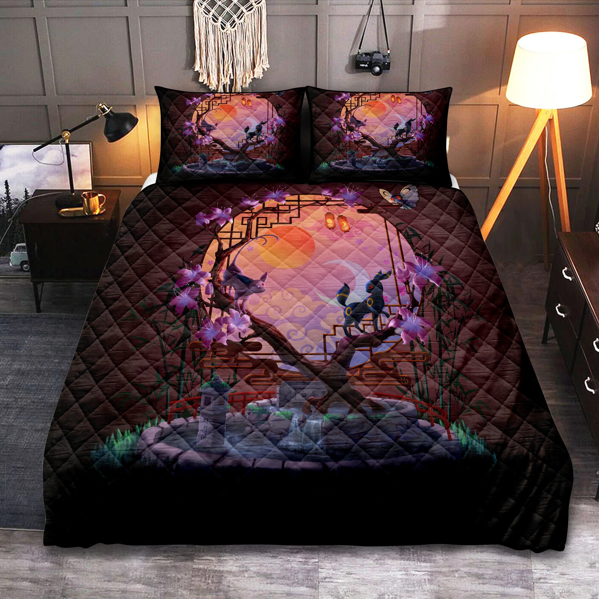 Espeon Umbreon Pokemon Bed Set Quilt for Kids and Adults