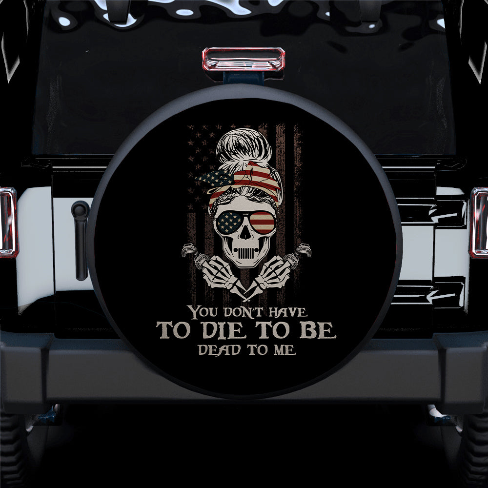 US Skull Jeep Girl Spare Tire Covers Gift for Campers