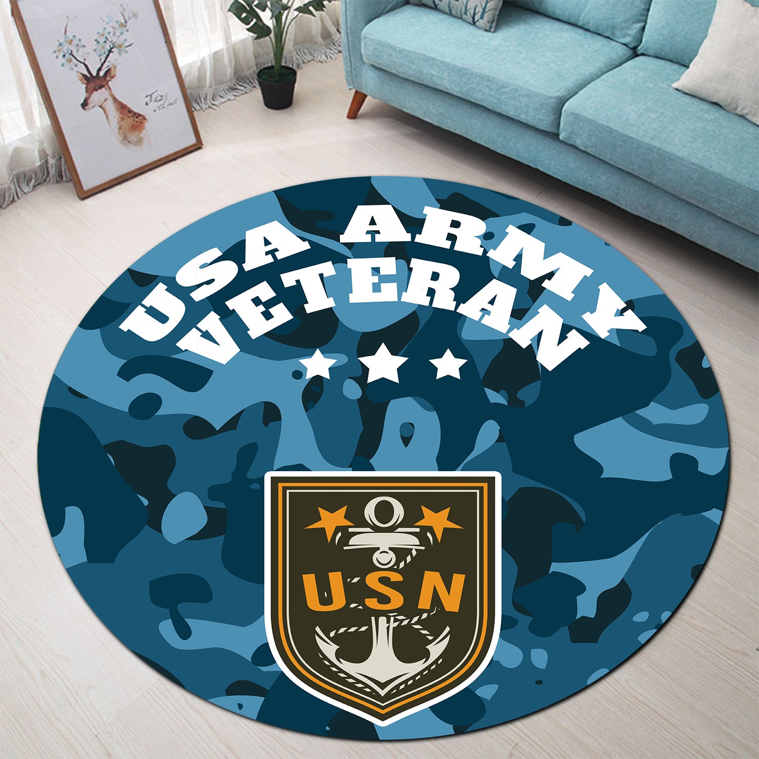 Army Camouflage Round Rug for Bedroom and Living Room Home Decor