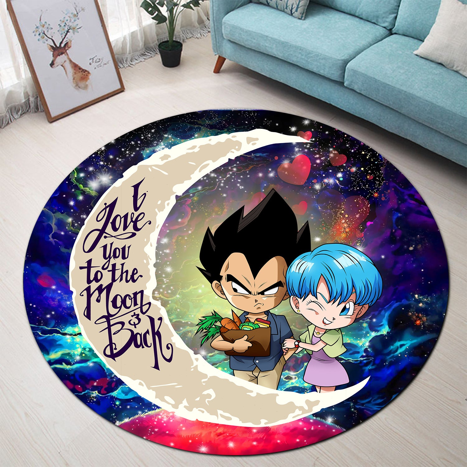 Dragon Ball Vegeta Bulma Galaxy Round Carpet Rug Home Decor