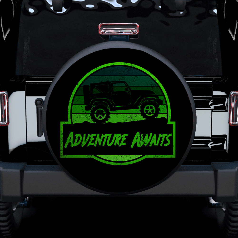 Vintage Jeep Adventure Green Car Spare Tire Covers for Campers