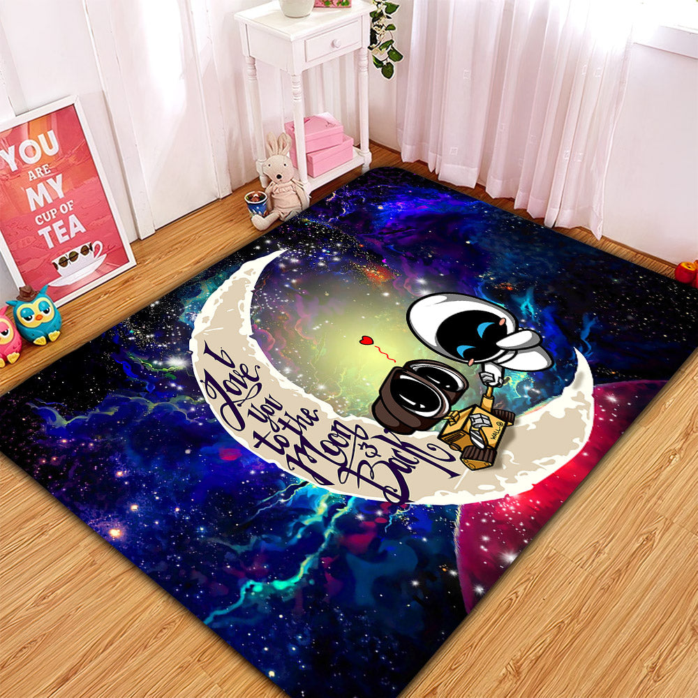 Wall-E Love You To The Moon Galaxy Carpet Rectangle Rug for Home Decor