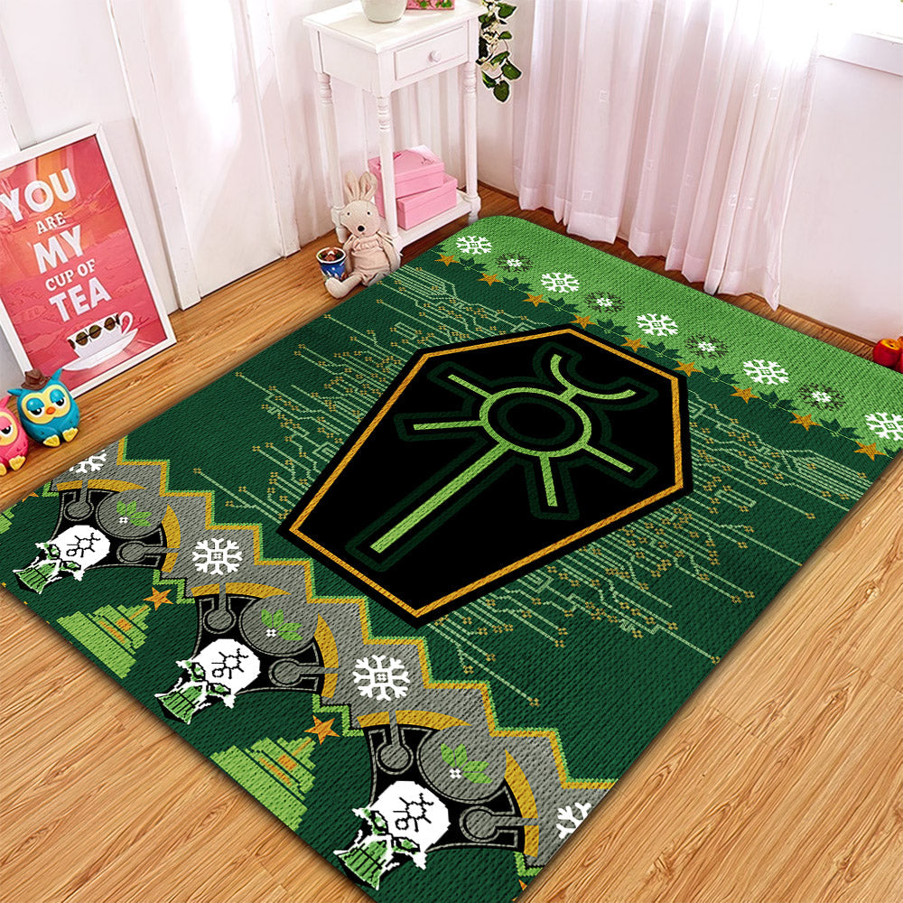 Warhammer 40k Green Christmas Rectangle Rug for Home Room Decor