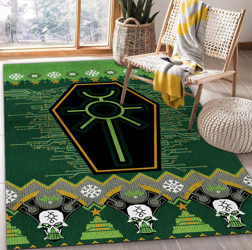 Warhammer 40k Green Christmas Rectangle Rug for Home Room Decor
