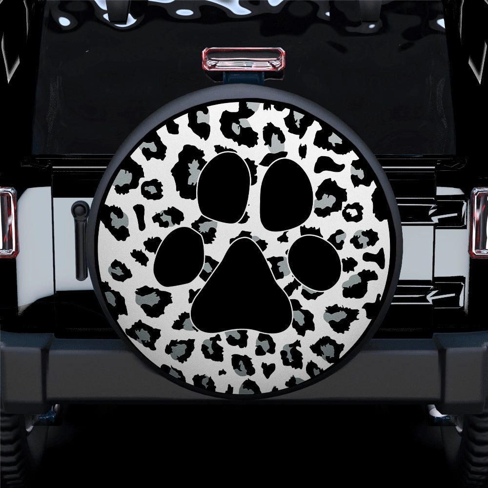 Cute White Dog Paw Cheetah Leopard Jaguar Pattern Jeep Tire Cover