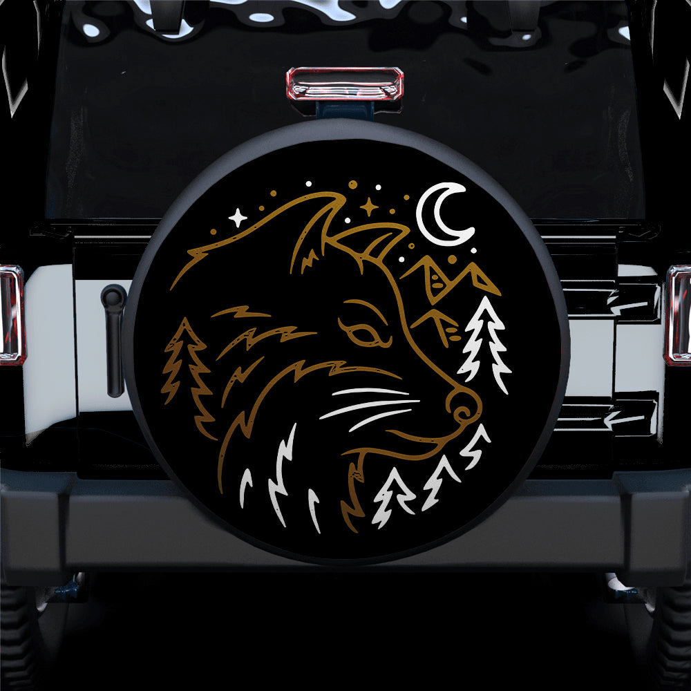 Wolf Mountains Night Jeep Spare Tire Covers for Campers Gift
